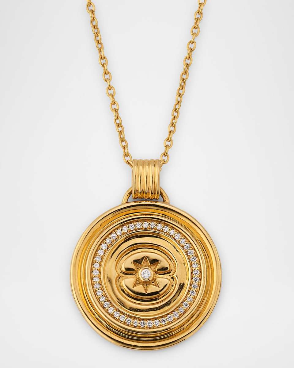 18K Sagesse Stella Diamond Pave Medallion Necklace